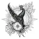 peacock feather turning into a compass   tattoo design idea