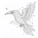 A constellation of stars forming the shape of a thunderbird tattoo design idea