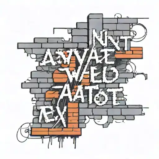 Brick wall inscription avant-garde tattoo design idea