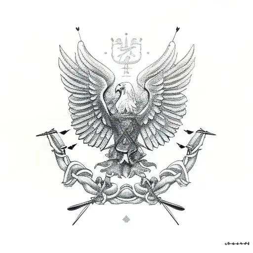 double headed eagle holding arrows in its claws tattoo design idea