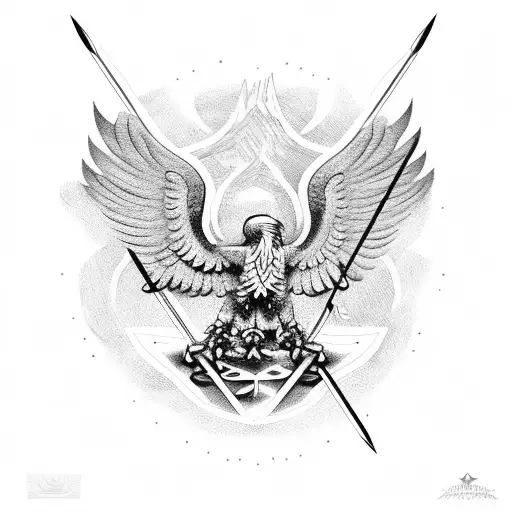double headed eagle holding arrows in its claws tattoo design idea