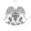 double headed eagle holding arrows in its claws tattoo design idea