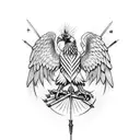 double headed eagle holding arrows in its claws tattoo design idea