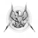 double headed eagle holding arrows in its claws tattoo design idea