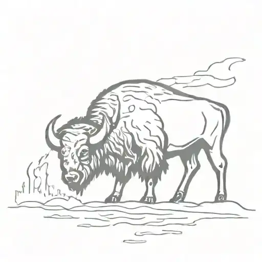 fire, buffalo, glebe looking across tattoo design idea