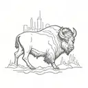 fire, buffalo, glebe looking across tattoo design idea