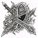 Incorporate elements from Legend of Zelda and Final Fantasy XV into a unique sword design tattoo design idea