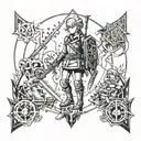 Incorporate elements from Legend of Zelda and Final Fantasy XV tattoo design idea