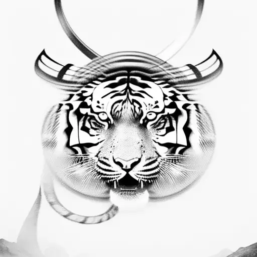 Tiger and Viking warrior in a fierce battle tattoo design idea