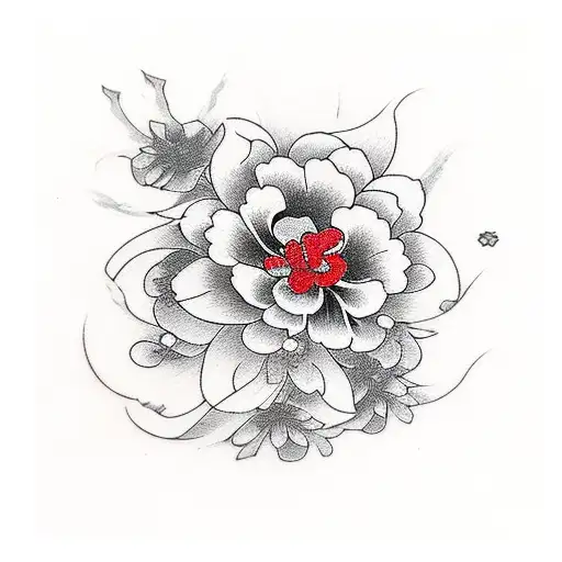 red and black flowers bending  tattoo design idea