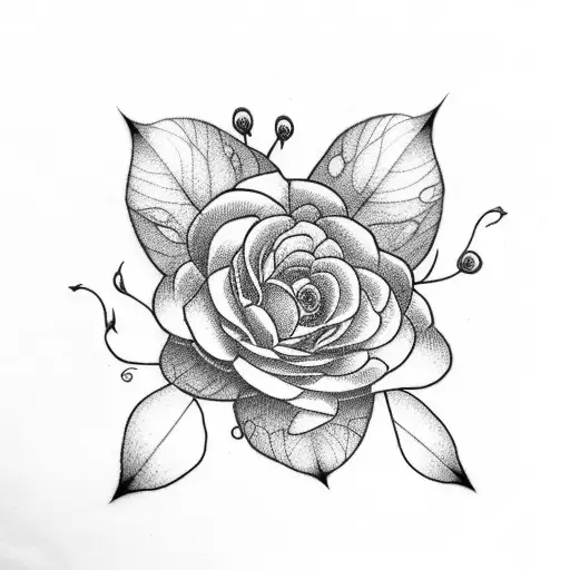 red and black flowers on a stem bending  tattoo design idea