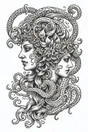 A tattoo design inspired by philosophical symbols medusa athena and poseidon tattoo design idea