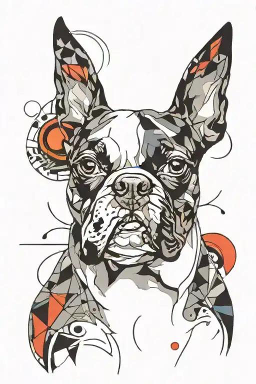 boston terrier dog tattoo design idea