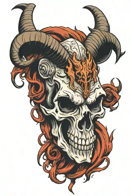 baphomet skull tattoo design idea