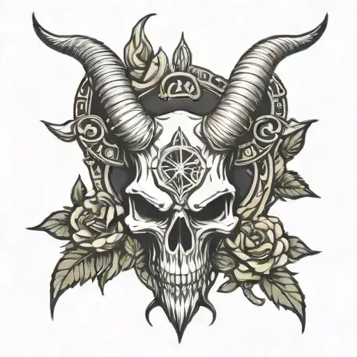 baphomet skull tattoo design idea
