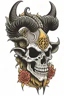 baphomet skull tattoo design idea