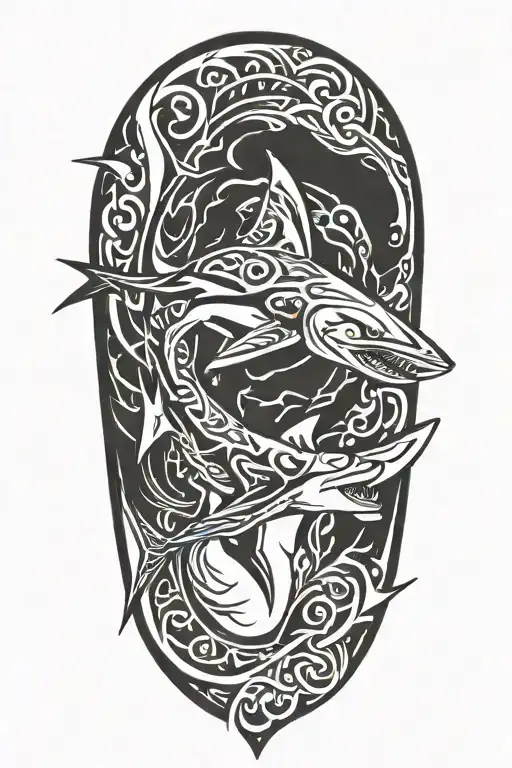 hammerhead shark emerging tattoo design idea