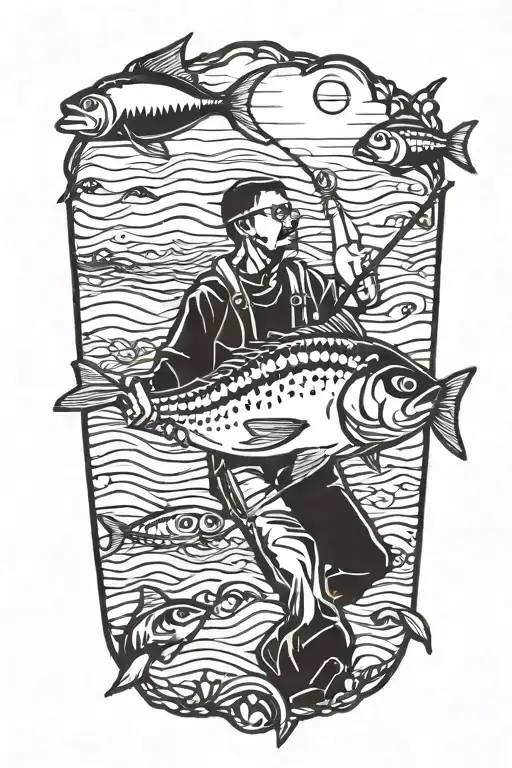 jersey shore fishing tattoo design idea