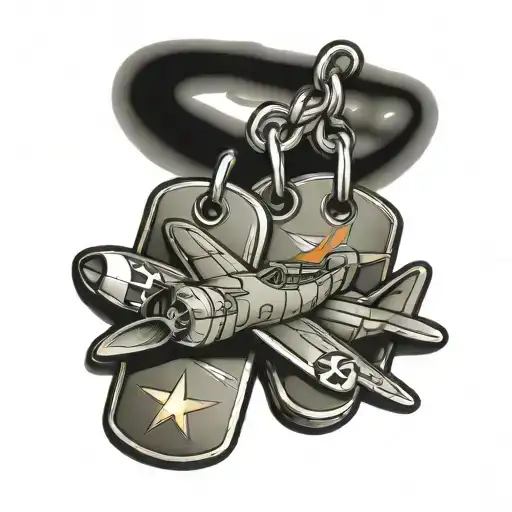 dog tags with p47 thunderbolt plane tattoo design idea