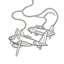 dog tags attached to chain and p47 thunderbolt  tattoo design idea