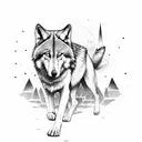 Dreamer exploring ancient Iraqi ruins with a wolf companion tattoo design idea