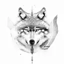 Dreamer exploring ancient Iraqi ruins with a wolf companion tattoo design idea