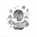 Dreamer sailing on a Viking ship through a sea of stars tattoo design idea