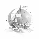 Dreamer sailing on a Viking ship through a sea of stars tattoo design idea