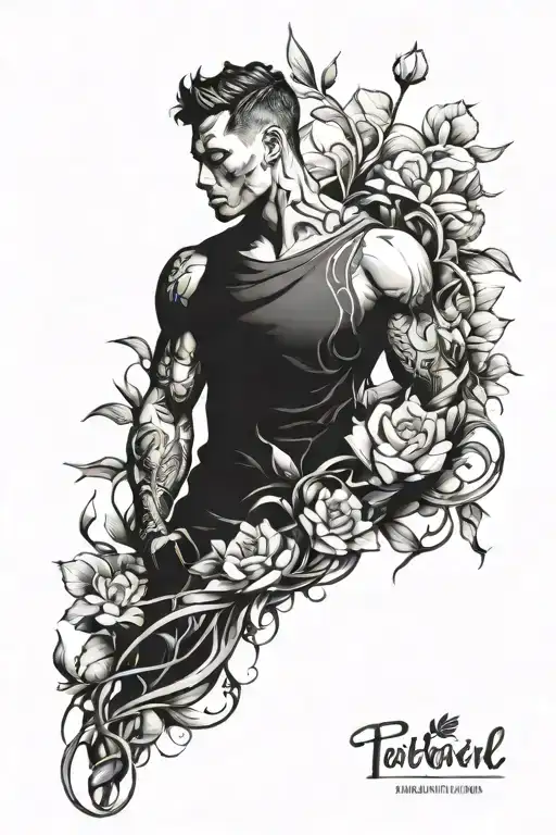 growing from a rubbled past, strength, resilience, masculine, self growth tattoo design idea