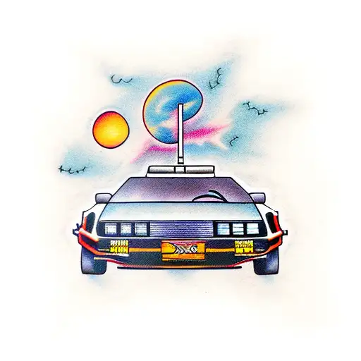 delorean car  tattoo design idea