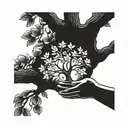 realistic giving tree , handing a child an apple blossom flower tattoo design idea