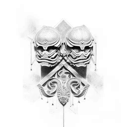 roman pillars tattoo design idea