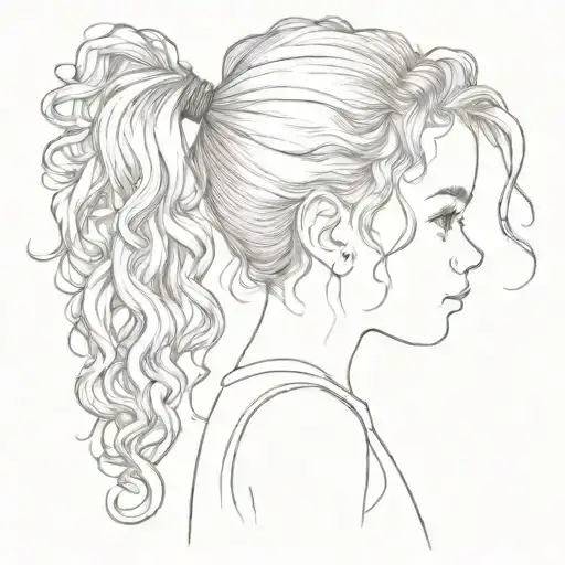 5 year old girl with curly hair and two ponytails  tattoo design idea
