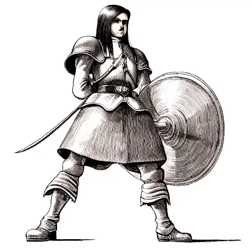 conquistador standing back to back tattoo design idea