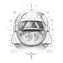 astronaught and conquistador standing back to back tattoo design idea