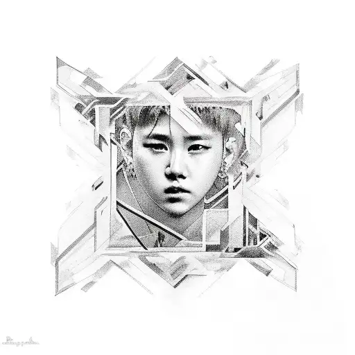 A tattoo of a collage of your favorite Stray Kids and Ateez album covers, blended together in a unique and artistic way tattoo design idea