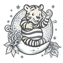 Winnie the Pooh, Tigger, Moon with diamonds   tattoo design idea