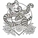 Winnie the Pooh, Tigger, Moon with diamonds   tattoo design idea