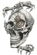 skull wolf clock hands tattoo design idea