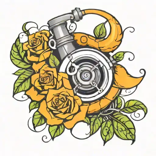 turbo and roses intertwined tattoo design idea