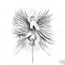 falling Icarus with rising phoenix bird tattoo design idea