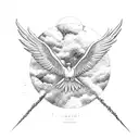 falling Icarus with rising phoenix bird tattoo design idea