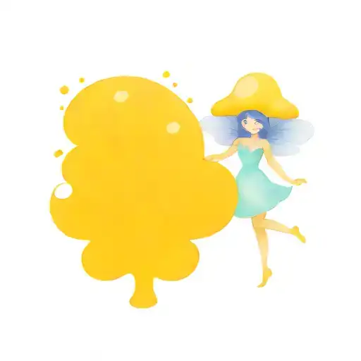 cute personified trippy mushroom fairy princess in blues and purple  tattoo design idea