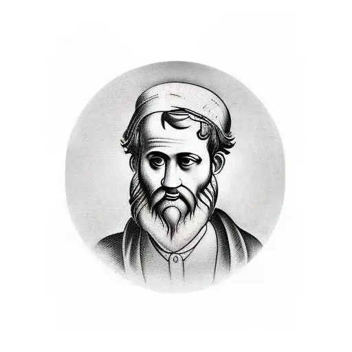 A tattoo of Aristotle's face made out of various kitchen ingredients tattoo design idea