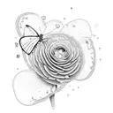 ranunculus with butterfly tattoo design idea