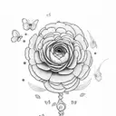 ranunculus with butterfly tattoo design idea