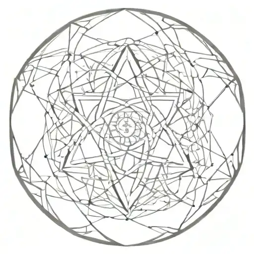 geometric blending gnostic symbol intertwined tattoo design idea