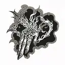 Mythology fire and finger tattoo design idea