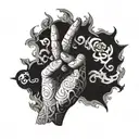 Mythology fire and finger tattoo design idea