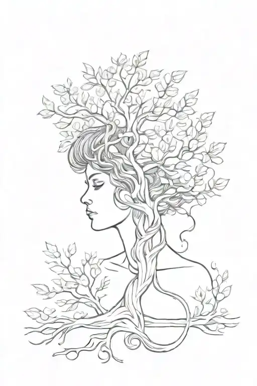simple tree of knowledge freedom woman tattoo design idea
